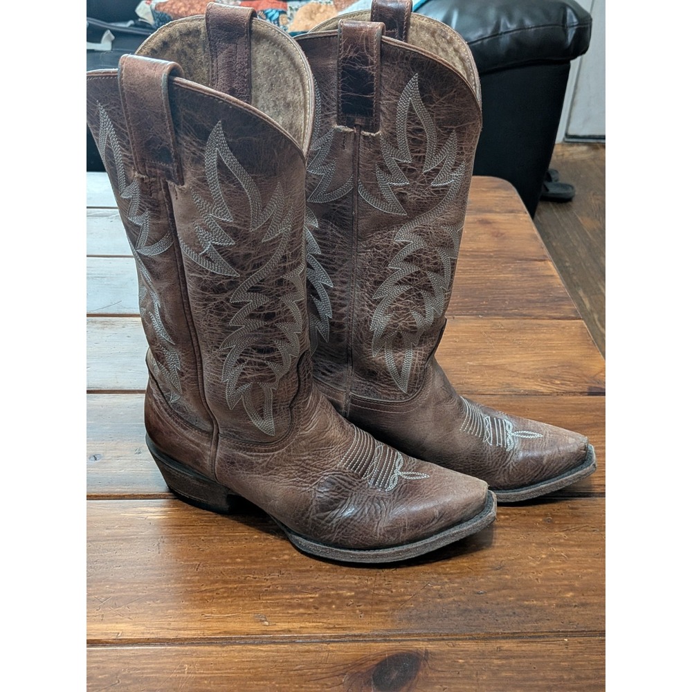 Idyllwind Wheeler Brown Leather Western Pull On Boots Womens Size 9 B